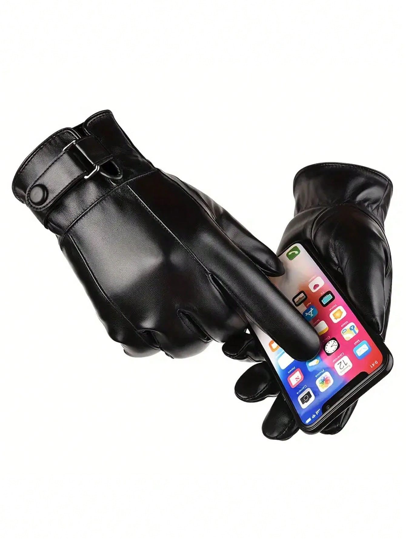 Leather Driving Glove - Luvas de inverno masculinas, quentes, em